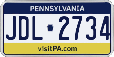 PA license plate JDL2734