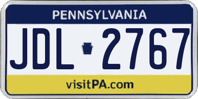 PA license plate JDL2767