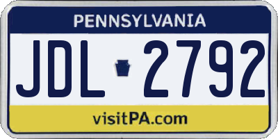 PA license plate JDL2792