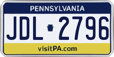 PA license plate JDL2796