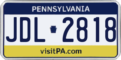 PA license plate JDL2818