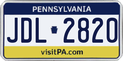 PA license plate JDL2820