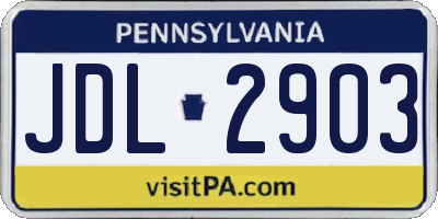 PA license plate JDL2903