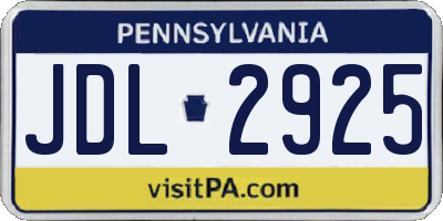PA license plate JDL2925