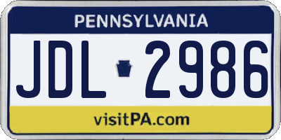PA license plate JDL2986