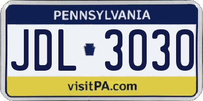 PA license plate JDL3030