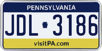 PA license plate JDL3186