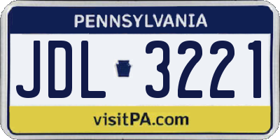 PA license plate JDL3221