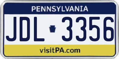 PA license plate JDL3356