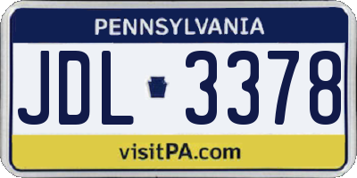 PA license plate JDL3378