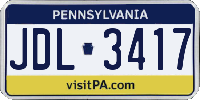 PA license plate JDL3417
