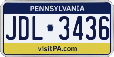 PA license plate JDL3436