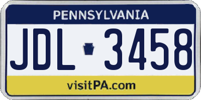 PA license plate JDL3458