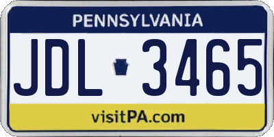 PA license plate JDL3465