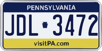 PA license plate JDL3472