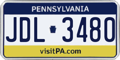 PA license plate JDL3480