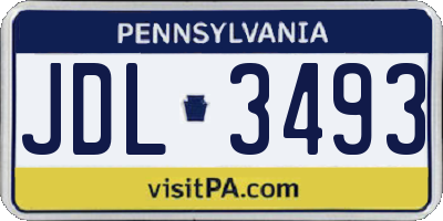 PA license plate JDL3493