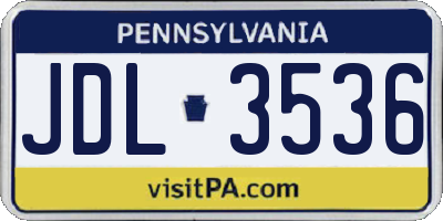 PA license plate JDL3536
