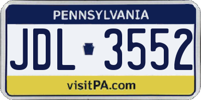 PA license plate JDL3552