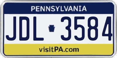 PA license plate JDL3584