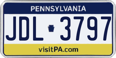 PA license plate JDL3797
