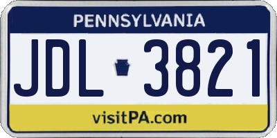 PA license plate JDL3821