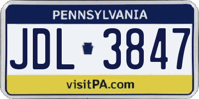 PA license plate JDL3847
