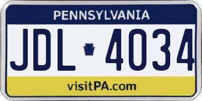 PA license plate JDL4034
