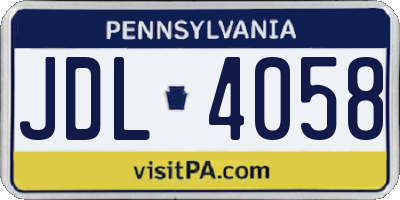 PA license plate JDL4058