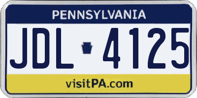 PA license plate JDL4125