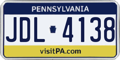 PA license plate JDL4138