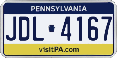 PA license plate JDL4167