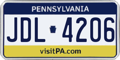 PA license plate JDL4206