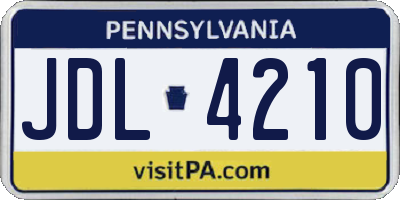 PA license plate JDL4210
