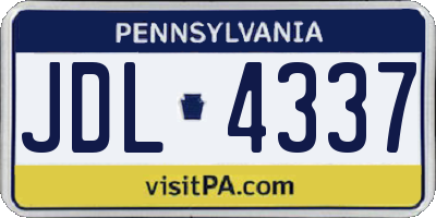 PA license plate JDL4337
