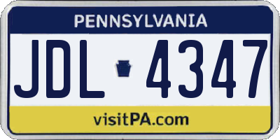 PA license plate JDL4347