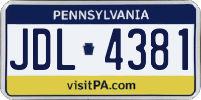 PA license plate JDL4381