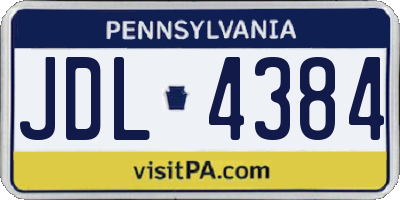 PA license plate JDL4384