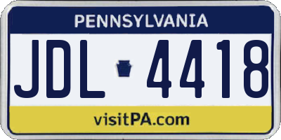 PA license plate JDL4418