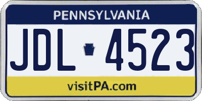 PA license plate JDL4523