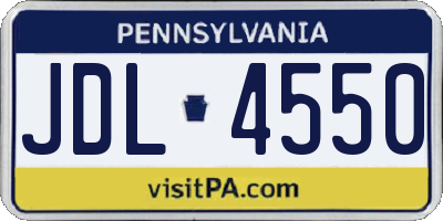 PA license plate JDL4550