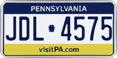 PA license plate JDL4575