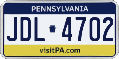 PA license plate JDL4702