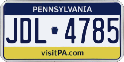 PA license plate JDL4785