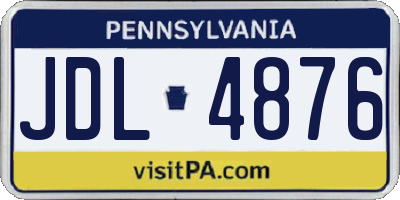 PA license plate JDL4876