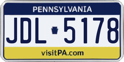 PA license plate JDL5178
