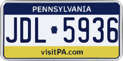 PA license plate JDL5936