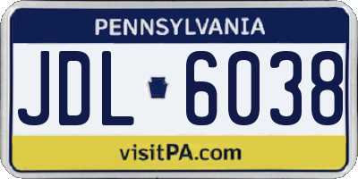 PA license plate JDL6038