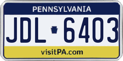 PA license plate JDL6403