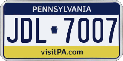 PA license plate JDL7007